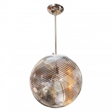 Nickel pendant with swirly glass spherical shade